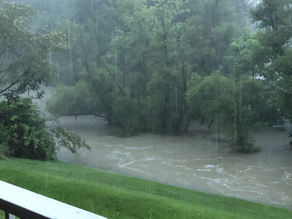 Detention pond does fill with water and drains in about 24 hours